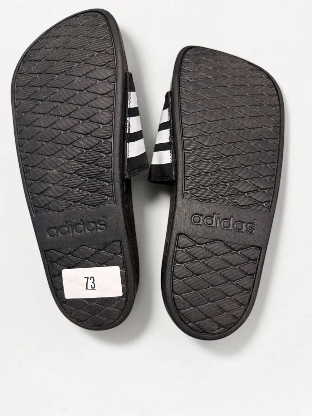 adidas Black & White Mens Slide Sandals with Triple Stripe